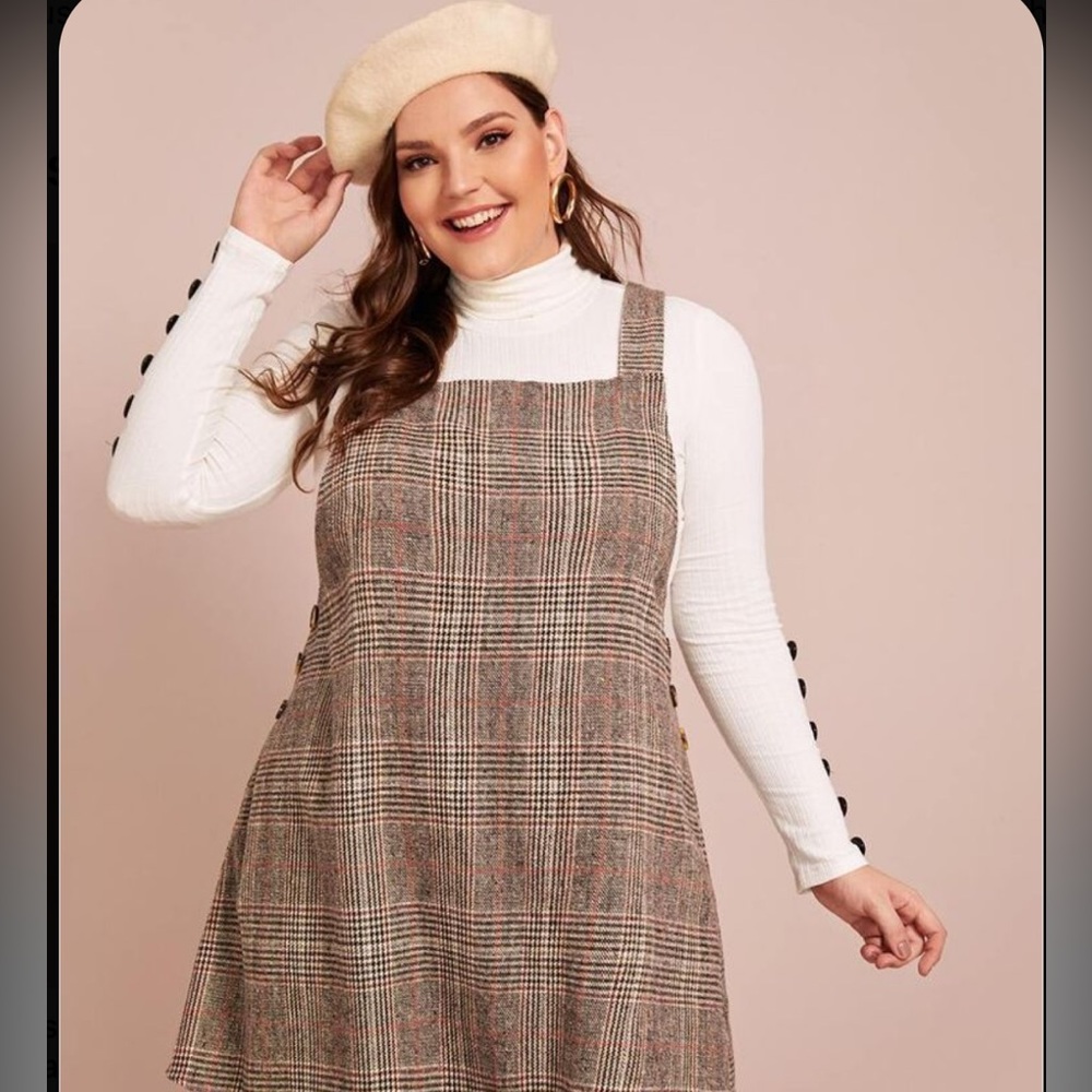 Plaid Overall Dress. Size Large.